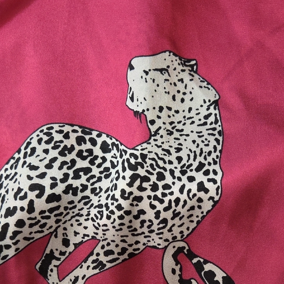 Bright Pink Leopard Print Button-Up Blouse - Picture 7 of 7